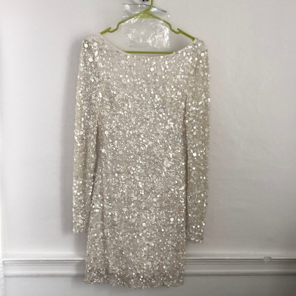 Aidan Mattox Dresses & Skirts - Aidan Mattox White LS sequin dress